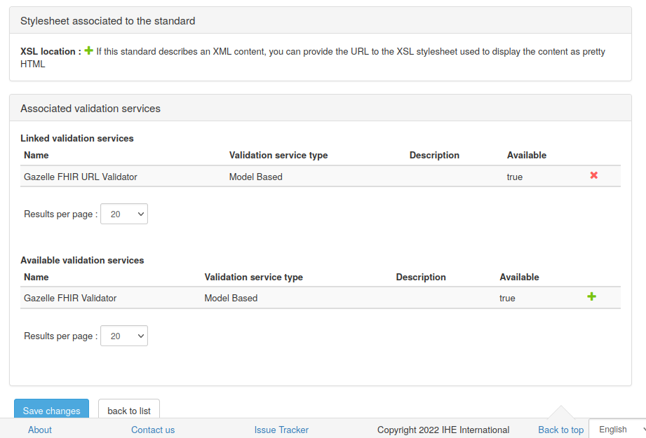 Linking standard to a validation service